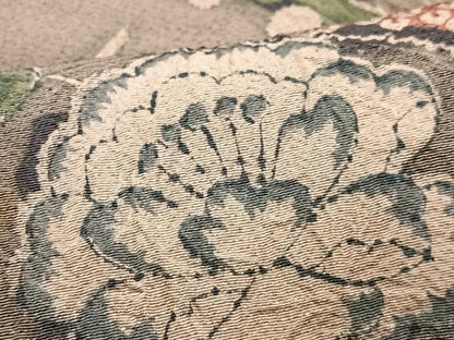 平和屋着物■上質な小紋　草花文　鬼しぼ縮緬　正絹　逸品　CABJ8179xe