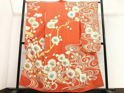 平和屋着物■豪華振袖　駒刺繍　流水枝梅文　金銀糸　正絹　逸品　CABJ8182xe