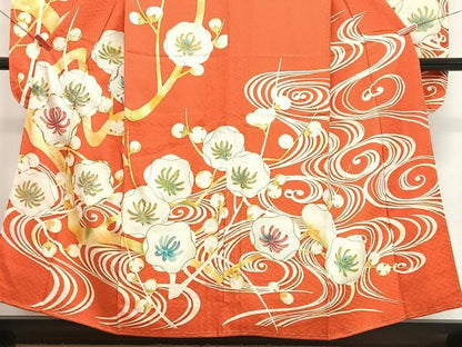 平和屋着物■豪華振袖　駒刺繍　流水枝梅文　金銀糸　正絹　逸品　CABJ8182xe