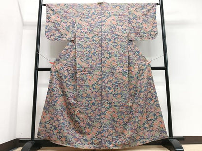 平和屋着物■上質な紬　花唐草文　正絹　逸品　CABJ8185xe