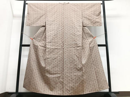 平和屋着物■上質な紬　麻の葉文様　正絹　逸品　CABJ8188xe