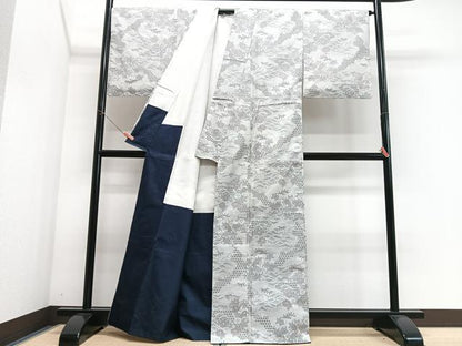 平和屋着物■上質な紬　草花文　正絹　逸品　CABJ8189xe