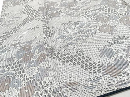 平和屋着物■上質な紬　草花文　正絹　逸品　CABJ8189xe