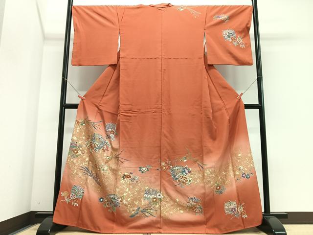 平和屋着物■訪問着　鳳凰糸車花文　暈し染め　金彩　正絹　逸品　CABJ8190xe