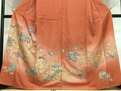 平和屋着物■訪問着　鳳凰糸車花文　暈し染め　金彩　正絹　逸品　CABJ8190xe