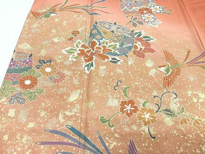 平和屋着物■訪問着　鳳凰糸車花文　暈し染め　金彩　正絹　逸品　CABJ8190xe