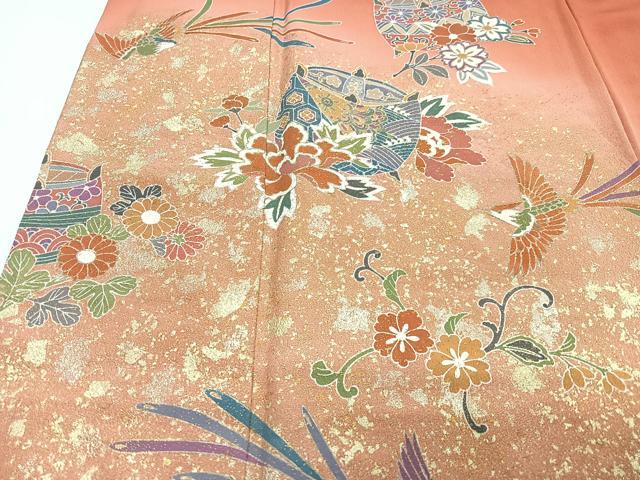 平和屋着物■訪問着　鳳凰糸車花文　暈し染め　金彩　正絹　逸品　CABJ8190xe