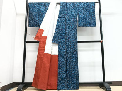 平和屋着物■上質な紬　花唐草文　正絹　逸品　CABJ8193xe