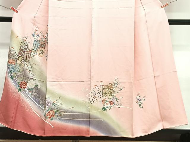 平和屋着物■訪問着　御所車花文　暈し染め　金彩　正絹　逸品　CABJ8194xe