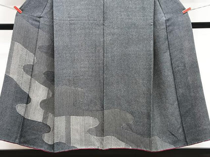 平和屋着物■訪問着　江戸小紋　流水文　黒地　正絹　逸品　CABJ8197xe
