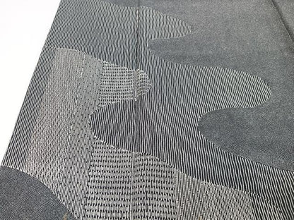 平和屋着物■訪問着　江戸小紋　流水文　黒地　正絹　逸品　CABJ8197xe
