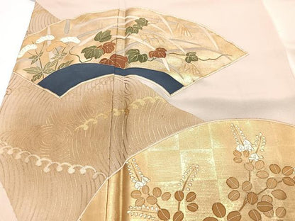 平和屋着物■豪華色留袖　駒刺繍　地紙花文　金彩　正絹　逸品　CABJ8200xe