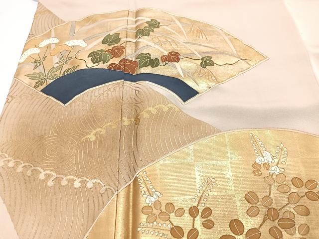 平和屋着物■豪華色留袖　駒刺繍　地紙花文　金彩　正絹　逸品　CABJ8200xe