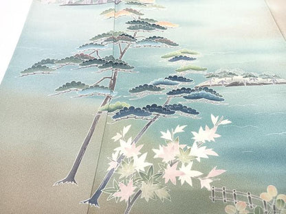 平和屋着物■訪問着　友禅　作家物　風景松文　暈し染め　正絹　逸品　CABJ8203xe