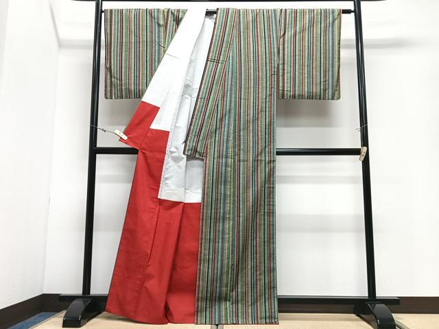 平和屋着物■上質な紬　縞　正絹　逸品　CABJ8206xe