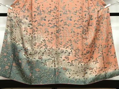 平和屋着物■訪問着　更紗花鳥文　暈し染め　正絹　逸品　CABJ8208xe