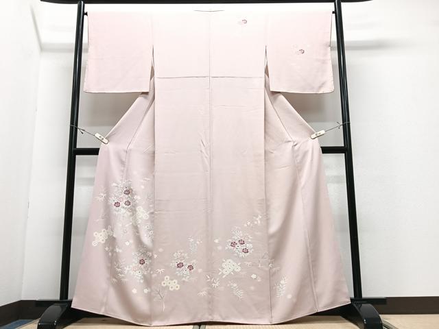 平和屋着物■訪問着　友禅　刺繍　草花文　正絹　逸品　CABJ8212xe