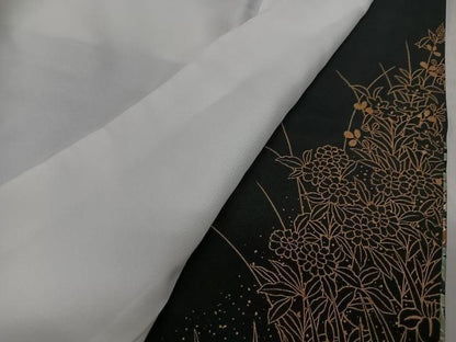 平和屋着物■豪華黒留袖　扇面草花文　金銀彩　正絹　逸品　CABJ8217xe
