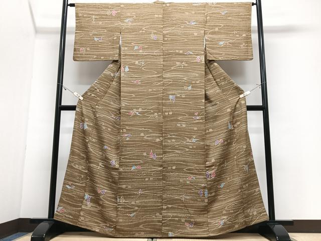 平和屋着物■上質な小紋　舞葉文　ろうけつ染　正絹　逸品　CABJ8218xe
