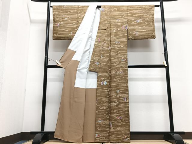 平和屋着物■上質な小紋　舞葉文　ろうけつ染　正絹　逸品　CABJ8218xe