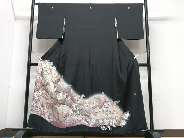 平和屋着物■豪華黒留袖　作家物　刺繍　花鳥文　暈し染め　金銀彩　正絹　逸品　CABJ8219xe