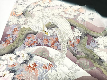 平和屋着物■豪華黒留袖　作家物　刺繍　花鳥文　暈し染め　金銀彩　正絹　逸品　CABJ8219xe