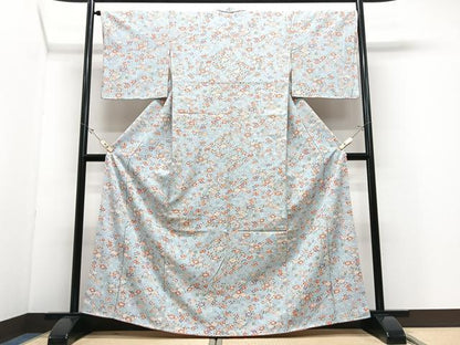 平和屋着物■上質な小紋　草花文　正絹　逸品　未使用　CABJ8221xe