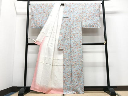 平和屋着物■上質な小紋　草花文　正絹　逸品　未使用　CABJ8221xe