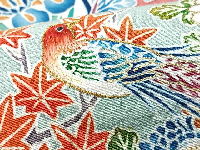 平和屋着物■豪華黒留袖　刺繍　陶器花鳥文　金彩　正絹　逸品　CABJ8222xe