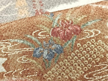 平和屋着物■上質な小紋　雲取り花文　鬼しぼ縮緬　正絹　逸品　CABJ8225xe