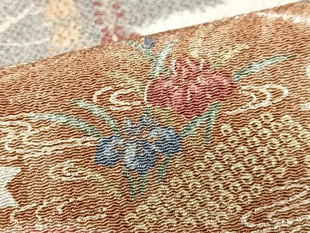 平和屋着物■上質な小紋　雲取り花文　鬼しぼ縮緬　正絹　逸品　CABJ8225xe