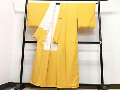 平和屋着物■上質な色無地　支子色　正絹　逸品　CABJ8227xe