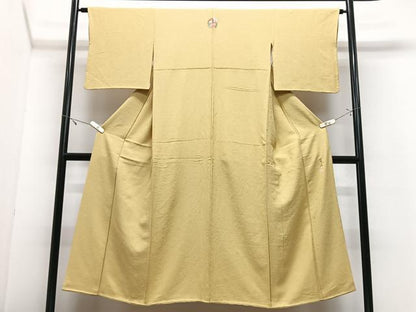 平和屋着物■服飾評論家　市田ひろみ　色無地　舞花地紋　黄金色　正絹　逸品　CABJ8228xe