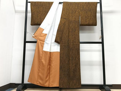 平和屋着物■上質な小紋　水野正夫作　幾何学文様　黒地　正絹　逸品　CABJ8229xe