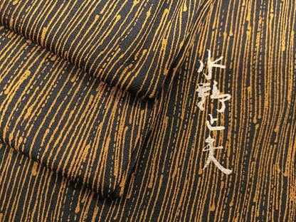 平和屋着物■上質な小紋　水野正夫作　幾何学文様　黒地　正絹　逸品　CABJ8229xe