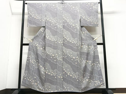 平和屋着物■上質な小紋　流水舞葉文　正絹　逸品　CABJ8234xe