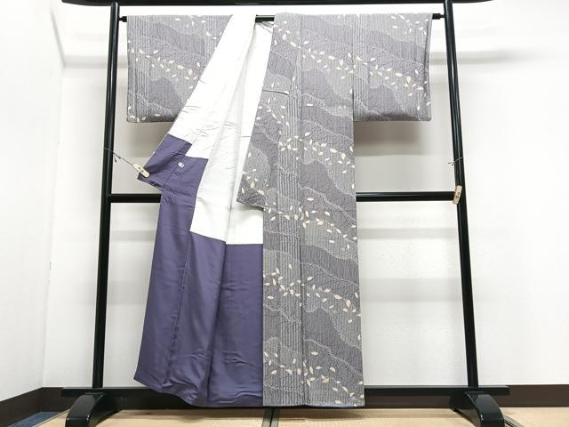 平和屋着物■上質な小紋　流水舞葉文　正絹　逸品　CABJ8234xe