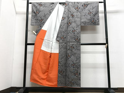 平和屋着物■上質な紬　草花文　正絹　逸品　未使用　CABJ8235xe