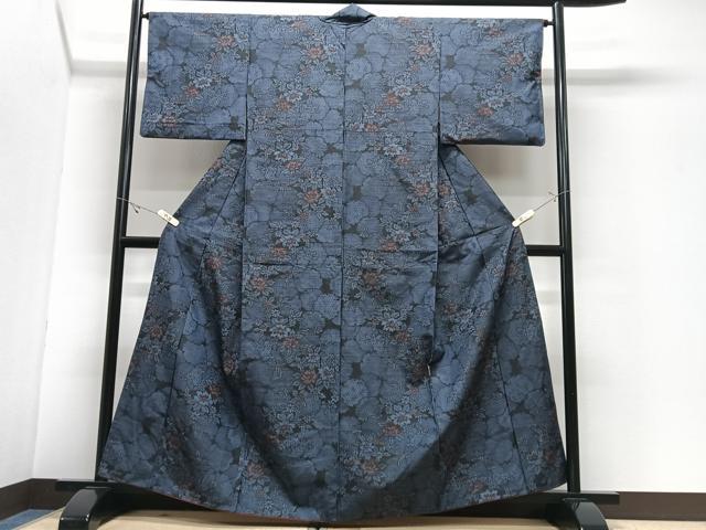 平和屋着物■上質な紬　雪輪花文　正絹　逸品　CABJ8237xe