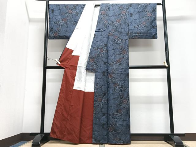平和屋着物■上質な紬　雪輪花文　正絹　逸品　CABJ8237xe