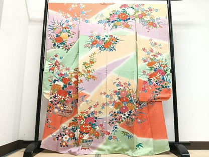 平和屋着物■豪華振袖　作家物　花籠文　暈し染め　金彩　正絹　逸品　CABJ8239xe
