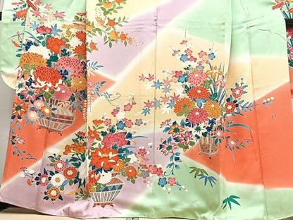 平和屋着物■豪華振袖　作家物　花籠文　暈し染め　金彩　正絹　逸品　CABJ8239xe