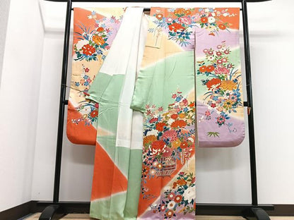 平和屋着物■豪華振袖　作家物　花籠文　暈し染め　金彩　正絹　逸品　CABJ8239xe