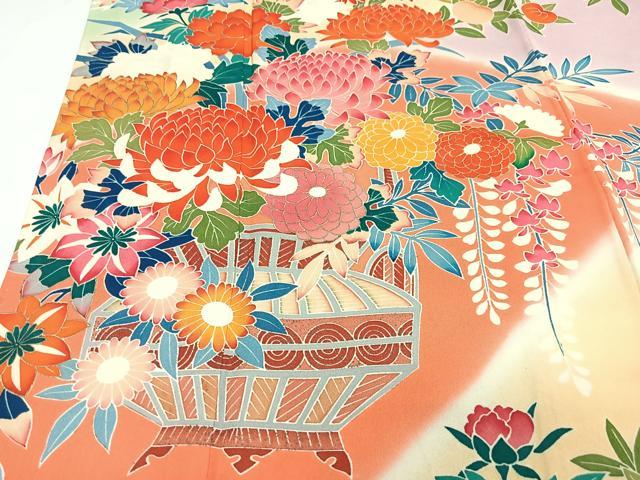 平和屋着物■豪華振袖　作家物　花籠文　暈し染め　金彩　正絹　逸品　CABJ8239xe