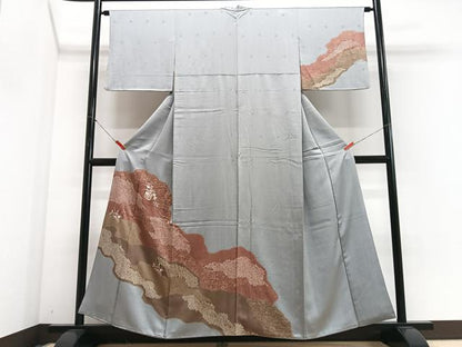 平和屋着物■訪問着　刺繍　絞り　花籠文　金彩　正絹　逸品　CABJ8241xe