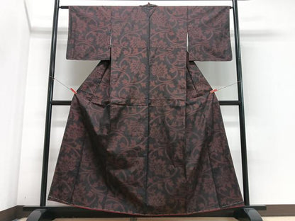 平和屋着物■本場大島紬　花唐草文　正絹　逸品　CABJ8242xe