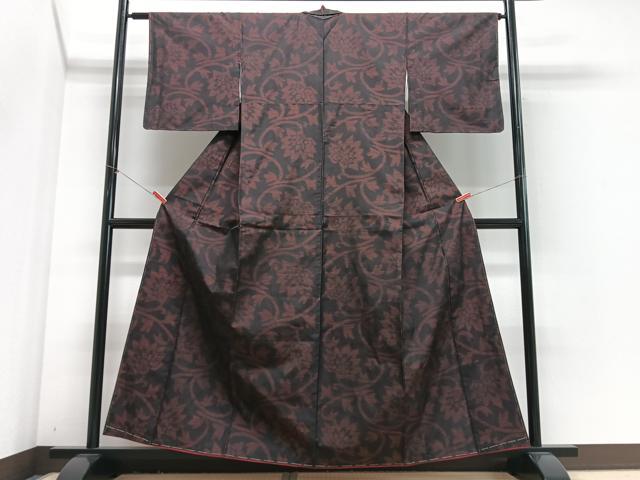 平和屋着物■本場大島紬　花唐草文　正絹　逸品　CABJ8242xe