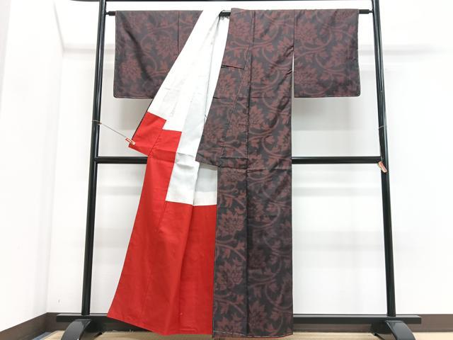 平和屋着物■本場大島紬　花唐草文　正絹　逸品　CABJ8242xe