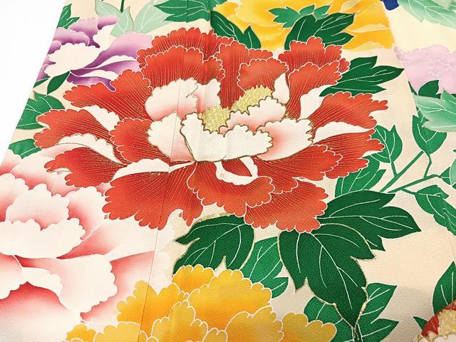 平和屋着物■豪華振袖　駒刺繍　牡丹　金彩　正絹　逸品　CABJ8248xe