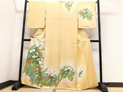 平和屋着物■訪問着　草花文　暈し染め　金彩　正絹　逸品　CABJ8251xe
